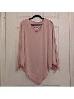 Vintage 90s Y2K Roaman's Pink Asymmetrical Hem Poncho Plus Size 1X Festival